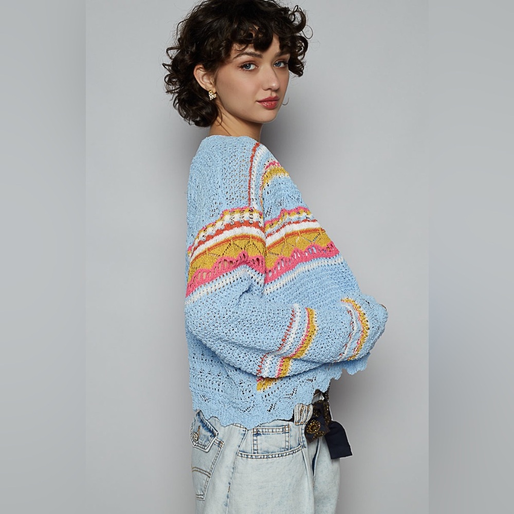 POL “Sunstripe Cardigan” | Blue